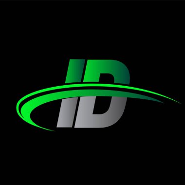 İlk harf ID logotype şirketi ismi yeşil ve siyah renkli Swoosh tasarımı. iş ve şirket kimliği için vektör logosu.