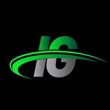 İlk harf IG logotype şirket adı yeşil ve siyah swoosh tasarımı. iş ve şirket kimliği için vektör logosu.