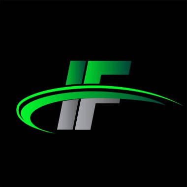 İlk harf if if logotype şirketi adı yeşil ve siyah swoosh tasarımı. iş ve şirket kimliği için vektör logosu.