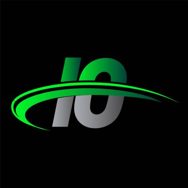 İlk harf IO logotype şirket adı yeşil ve siyah Swoosh tasarımı. iş ve şirket kimliği için vektör logosu.