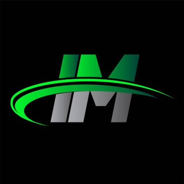 İlk harf IM logotype şirket adı yeşil ve siyah Swoosh tasarımı. iş ve şirket kimliği için vektör logosu.