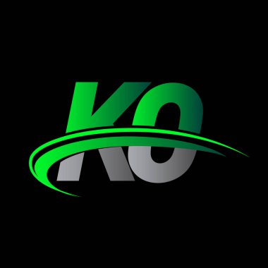 İlk harf KO logotype şirketi ismi yeşil ve siyah Swoosh tasarımı. iş ve şirket kimliği için vektör logosu.