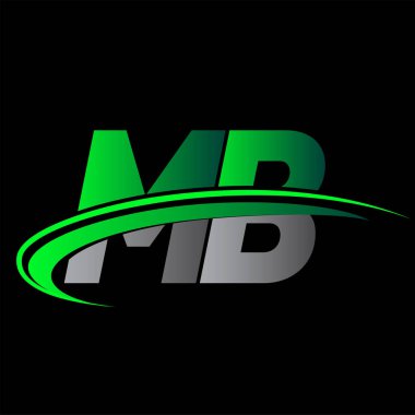 İlk harf MB logotype şirketi ismi yeşil ve siyah Swoosh tasarımı. iş ve şirket kimliği için vektör logosu.
