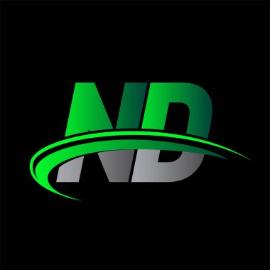 İlk harf ND logotype şirket adı yeşil ve siyah swoosh tasarımı. iş ve şirket kimliği için vektör logosu.