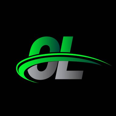 İlk harf OL logotype şirket adı yeşil ve siyah swoosh tasarımı. iş ve şirket kimliği için vektör logosu.