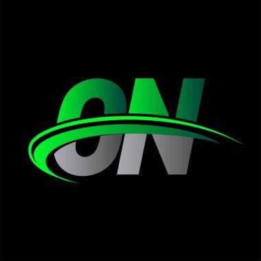 Logotype şirketinin ilk harfi: Renkli yeşil ve siyah Swoosh tasarımı. iş ve şirket kimliği için vektör logosu.