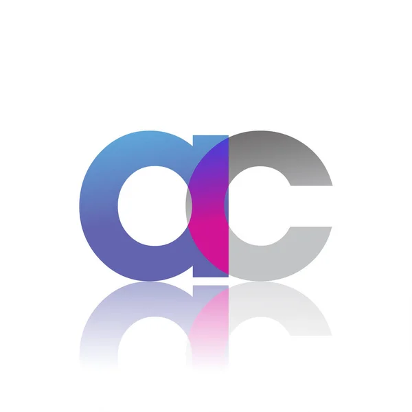 Initial Letter Lowercase Overlap Logo Blue Pink Grey Modern Simple — Stockový vektor