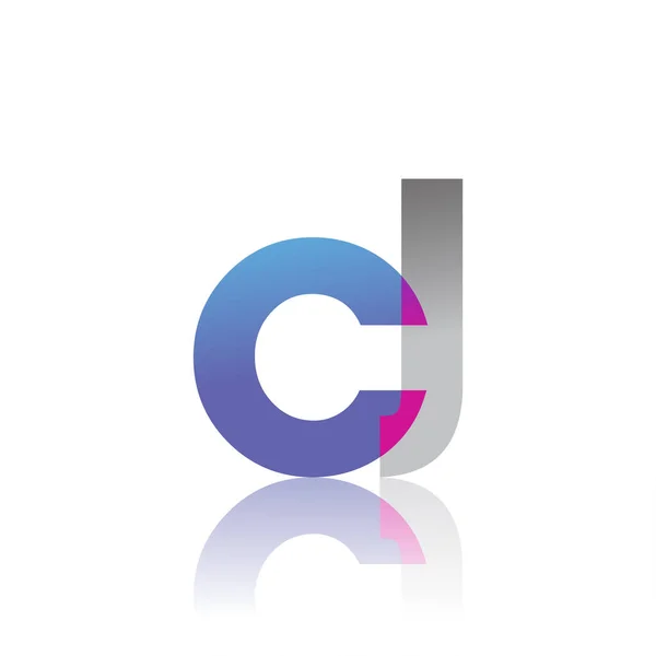 Initial Letter Lowercase Overlap Logo Blue Pink Grey Modern Simple — Stock vektor