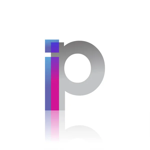 Initial Letter Lowercase Overlap Logo Blue Pink Grey Modern Simple —  Vetores de Stock