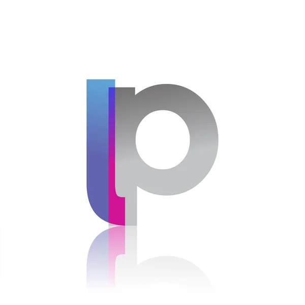 Initial Letter Lowercase Overlap Logo Blue Pink Grey Modern Simple — ストックベクタ