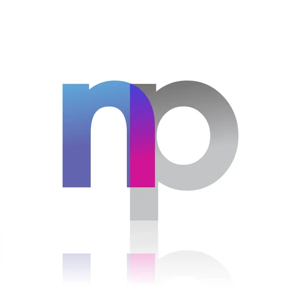 Initial Letter Lowercase Overlap Logo Blue Pink Grey Modern Simple — Vetor de Stock