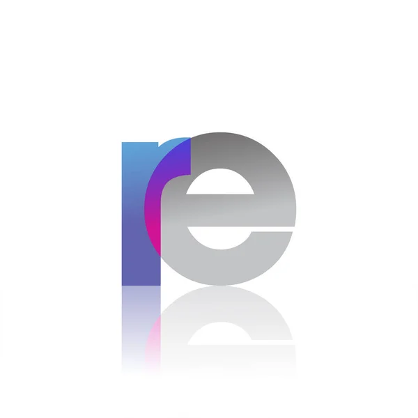 Initial Letter Lowercase Overlap Logo Blue Pink Grey Modern Simple — Vector de stock