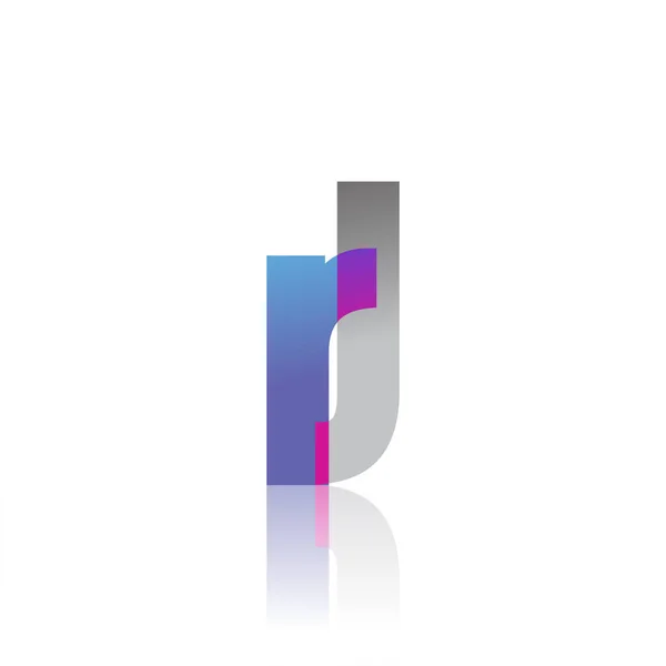 Initial Letter Lowercase Overlap Logo Blue Pink Grey Modern Simple —  Vetores de Stock