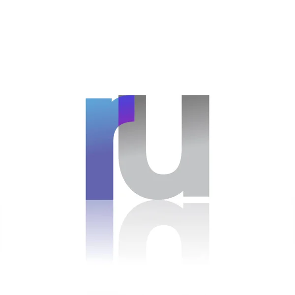 Initial Letter Lowercase Overlap Logo Blue Pink Grey Modern Simple — Vetor de Stock