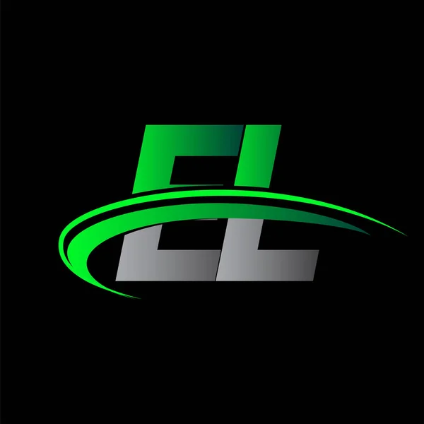 Початкова Літера Logotype Назва Компанії Кольоровий Зелений Чорний Флеш Дизайн — стоковий вектор