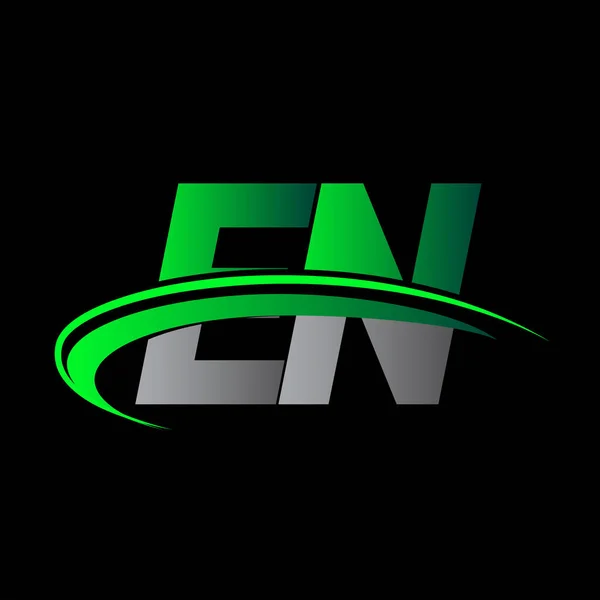Lettera Iniziale Logo Nome Dell Azienda Colore Verde Nero Swoosh — Vettoriale Stock