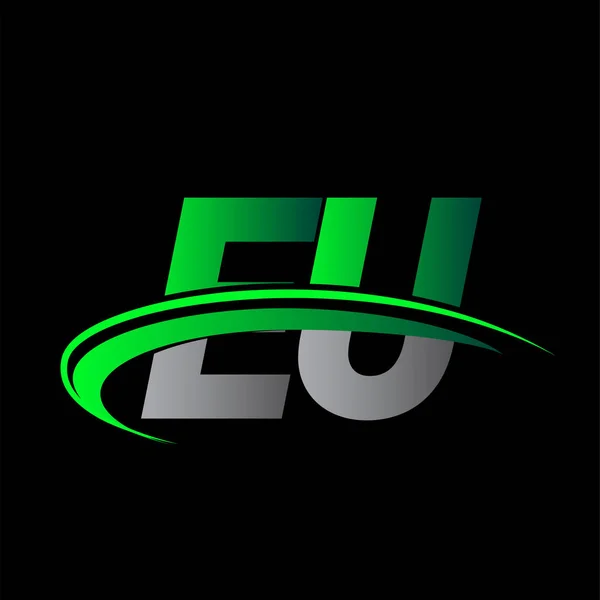 Letra Inicial Logotipo Nome Empresa Colorido Design Swoosh Verde Preto —  Vetores de Stock