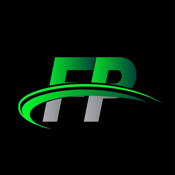 Початкова Літера Логотип Компанії Кольоровий Зелений Чорний Флеш Дизайн Векторний — стоковий вектор