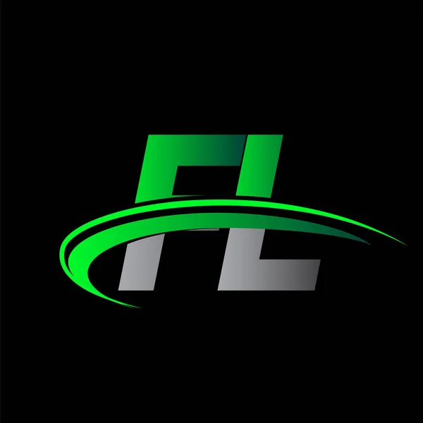 Початкова Літера Логотип Компанії Назва Кольоровий Зелений Чорний Флеш Дизайн — стоковий вектор