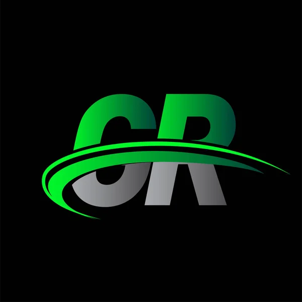 Harf Logotype Şirketi Ismi Yeşil Siyah Swoosh Tasarımı Şirket Kimliği — Stok Vektör