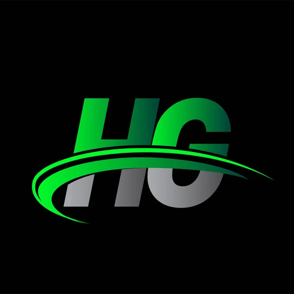 最初的字母Hg标志公司的名称有色绿色和黑色Swoosh设计 企业和公司标识的矢量标识 — 图库矢量图片