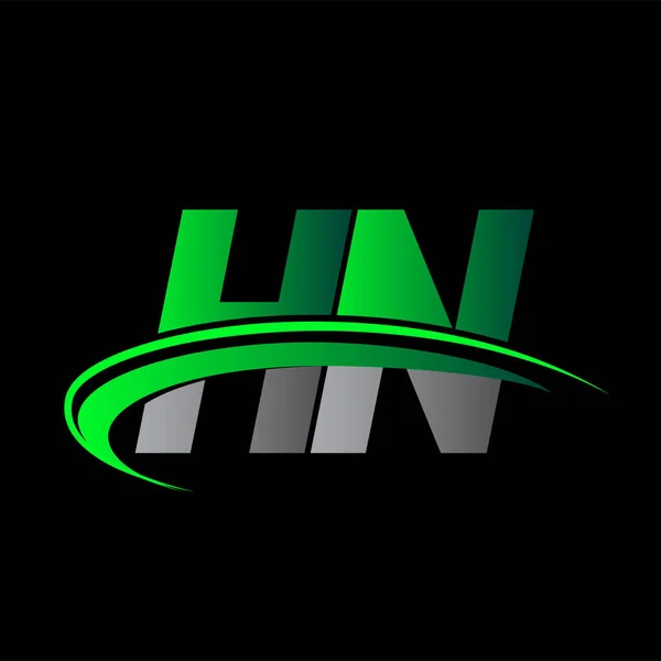 Harf Logotype Şirketinin Adı Yeşil Siyah Swoosh Tasarımı Şirket Kimliği — Stok Vektör
