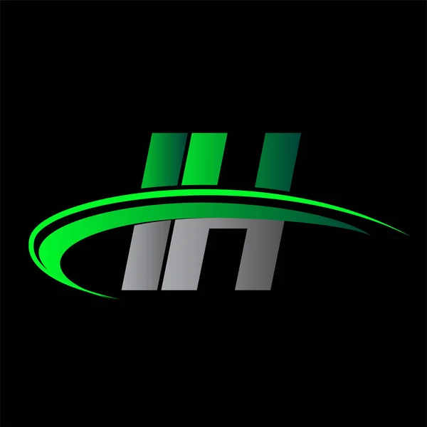 最初的字母Ih标志类型公司的名称颜色绿色和黑色Swoosh设计 企业和公司标识的矢量标识 — 图库矢量图片
