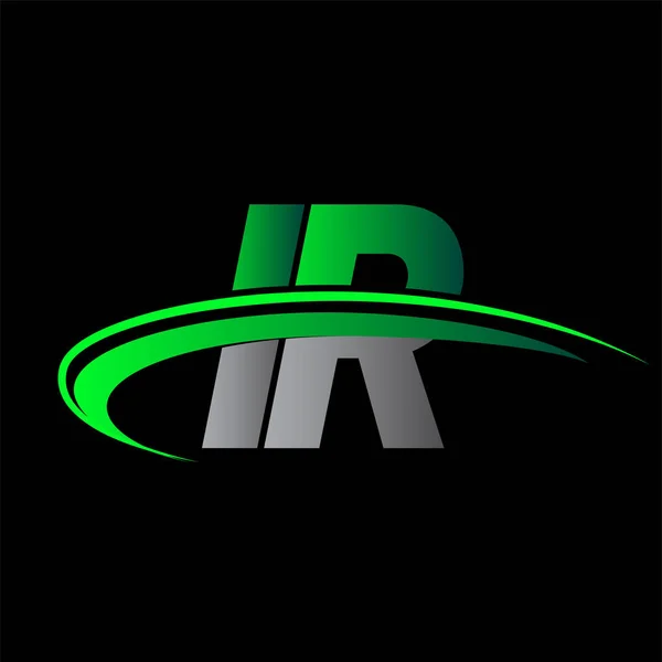Initiële Letter Logotype Bedrijfsnaam Gekleurd Groen Zwart Swoosh Ontwerp Vectorlogo — Stockvector