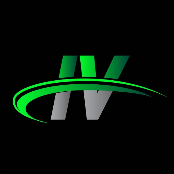Anfangsbuchstabe Logo Firmenname Farbig Grün Und Schwarz Swoosh Design Vektor — Stockvektor