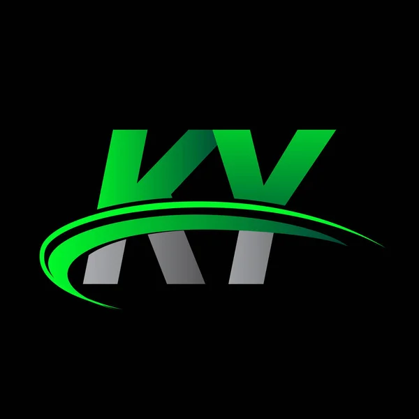 Harf Logotype Şirket Adı Yeşil Siyah Swoosh Tasarımı Şirket Kimliği — Stok Vektör