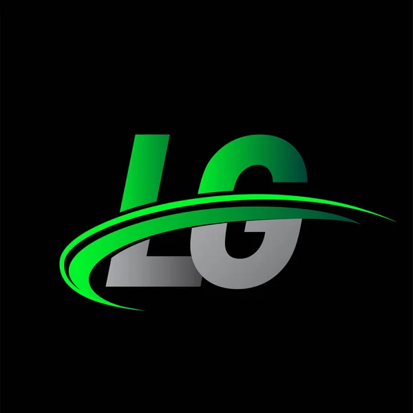 Початкова Назва Logotype Компанії Розфарбована Зелений Чорний Swoosh Дизайн Векторний — стоковий вектор
