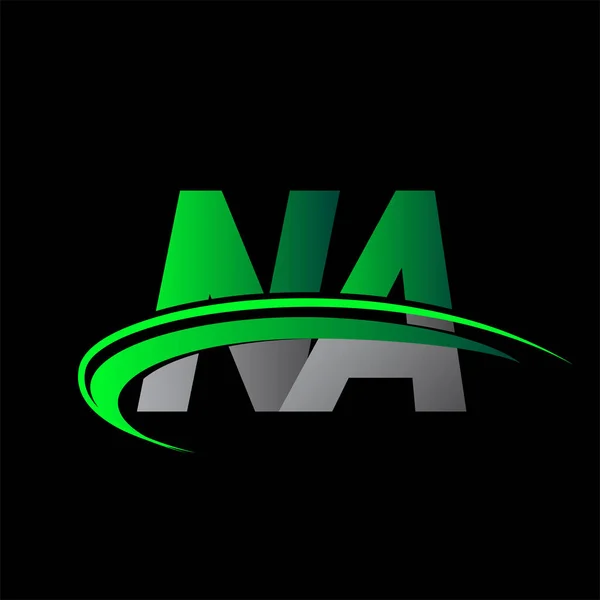 Початкова Літера Logotype Назва Компанії Кольоровий Зелений Чорний Флеш Дизайн — стоковий вектор