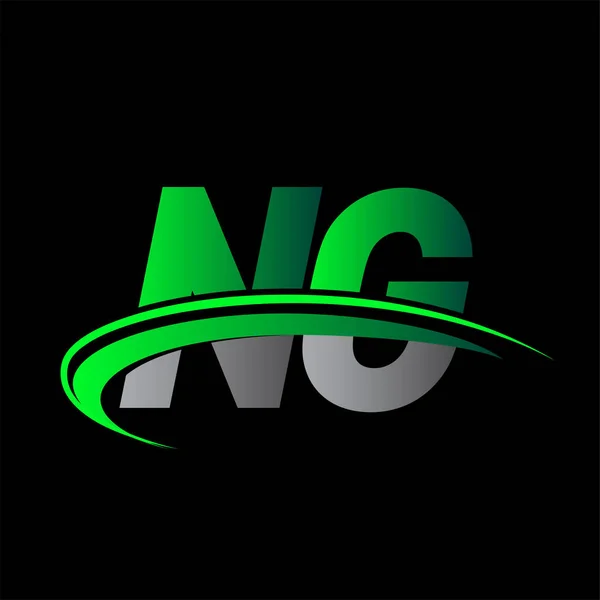Letra Inicial Logotipo Nombre Empresa Color Verde Negro Swoosh Diseño — Archivo Imágenes Vectoriales