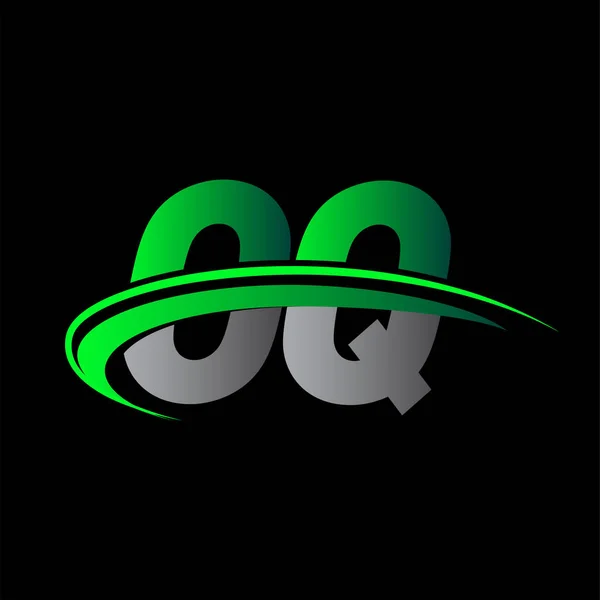 Carta Inicial Logotipo Nome Empresa Colorido Design Swoosh Verde Preto — Vetor de Stock