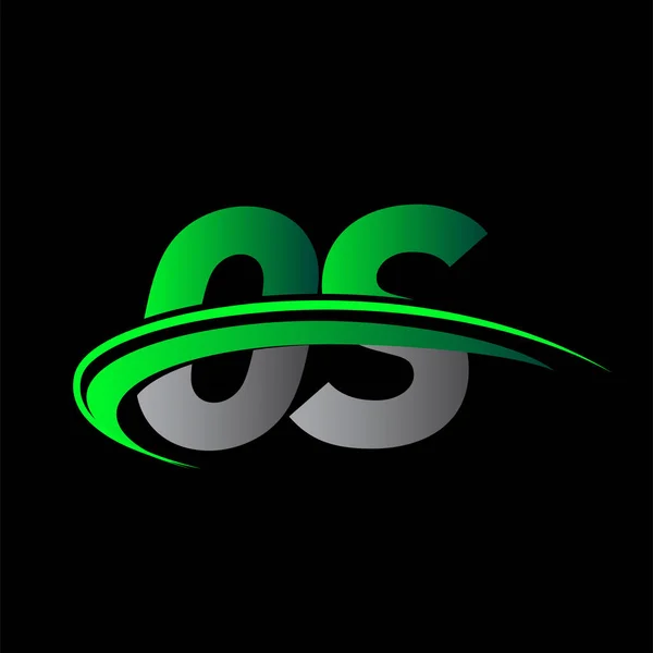 Початкова Літера Логотипу Компанії Назва Кольоровий Зелений Чорний Флеш Дизайн — стоковий вектор