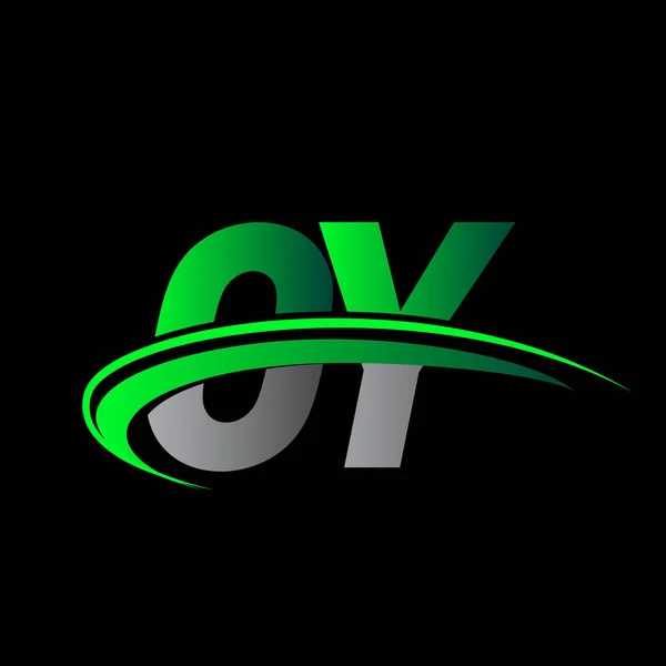 Початкова Літера Логотип Компанії Назва Кольоровий Зелений Чорний Малюнок Векторний — стоковий вектор