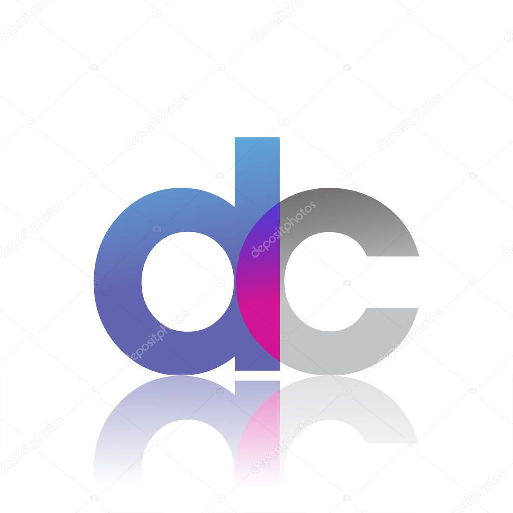 Initial Letter DC Lowercase overlap Logo Blue, pink and grey, Modern and Simple Logo Design.