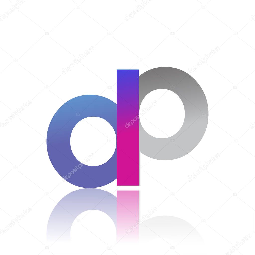 Initial Letter DP Lowercase overlap Logo Blue, pink and grey, Modern and Simple Logo Design.
