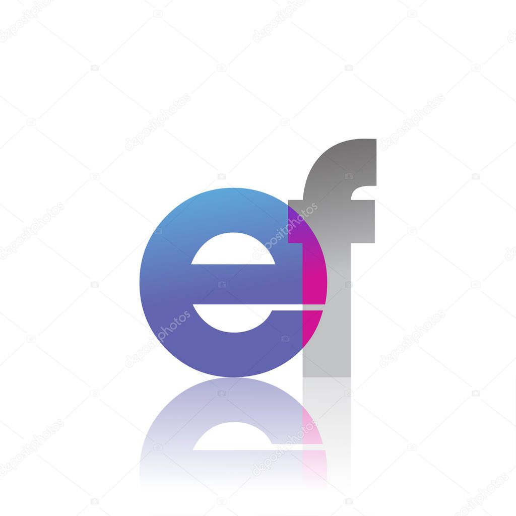Initial Letter EF Lowercase overlap Logo Blue, pink and grey, Modern and Simple Logo Design.