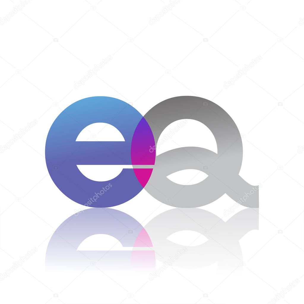 Initial Letter EQ Lowercase overlap Logo Blue, pink and grey, Modern and Simple Logo Design.