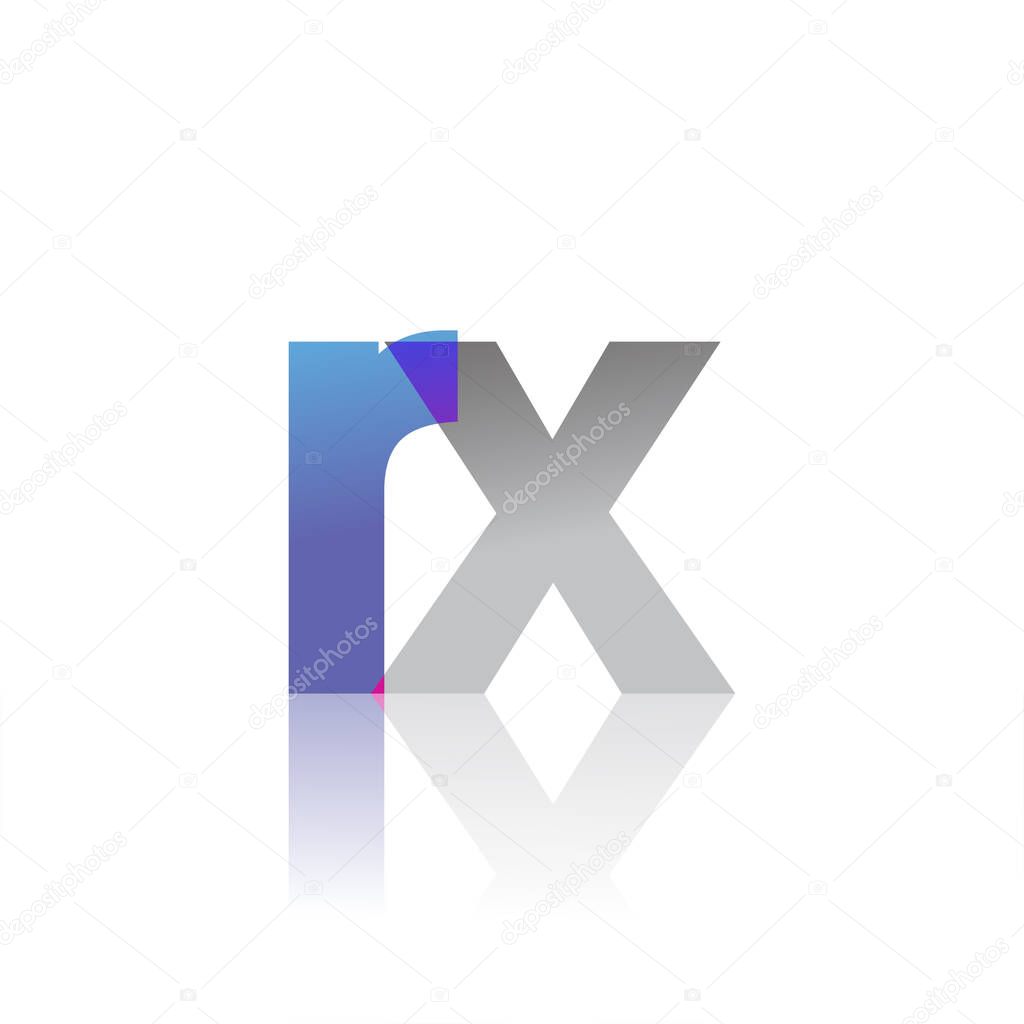 Initial Letter RX Lowercase overlap Logo Blue, pink and grey, Modern and Simple Logo Design.