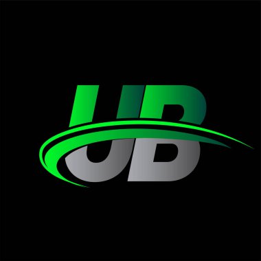 İlk harf UB logotype şirketi ismi yeşil ve siyah Swoosh tasarımı. iş ve şirket kimliği için vektör logosu.