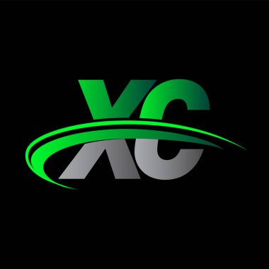 İlk harf XC logotype şirketi ismi yeşil ve siyah swoosh tasarımı. iş ve şirket kimliği için vektör logosu.