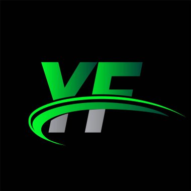 İlk harf YF logotype şirket adı yeşil ve siyah swoosh tasarımı. iş ve şirket kimliği için vektör logosu.