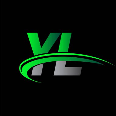 İlk harf YL logotype şirket adı yeşil ve siyah swoosh tasarımı. iş ve şirket kimliği için vektör logosu.