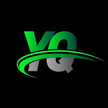 İlk harfi YQ logotype şirketi. Renkli yeşil ve siyah Swoosh tasarımı. iş ve şirket kimliği için vektör logosu.