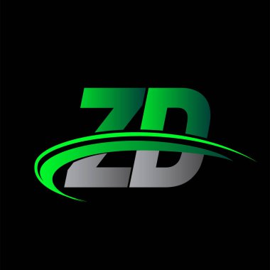 İlk harf ZD logotype şirket adı yeşil ve siyah swoosh tasarımı. iş ve şirket kimliği için vektör logosu.