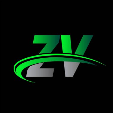 İlk harf ZV logotype şirket adı yeşil ve siyah swoosh tasarımı. iş ve şirket kimliği için vektör logosu.