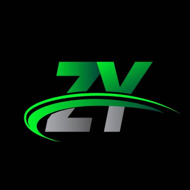 İlk harf ZY logotype şirket adı yeşil ve siyah swoosh tasarımı. iş ve şirket kimliği için vektör logosu.