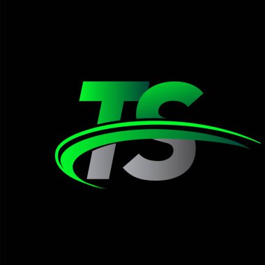İlk harf TS logotype şirketi ismi yeşil ve siyah Swoosh tasarımı. iş ve şirket kimliği için vektör logosu.